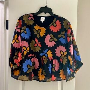 J.Marie Floral Peplum Blouse size XS